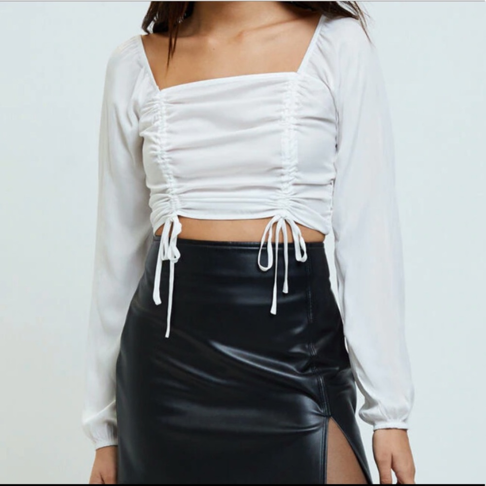 Pacsun lottie moss satin cinch long sleeve top